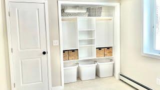 Custom Full Width Kids Closet with Toy Bins