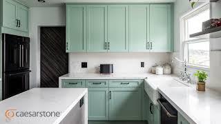 Fresh and Modern Mint-Colored Kitchen Cabinets