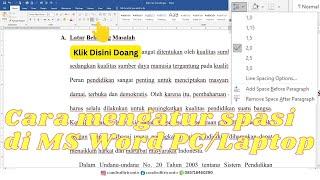 Cara mengatur spasi di word PCLaptop  MS Word Tutorial