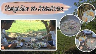 Traditional Filipino breakfast  Burong isda pritong talong at itlog  Buhay bukid