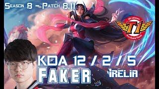 SKT T1 Faker IRELIA vs DARIUS Mid - Patch 8.11 KR Ranked