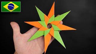Origami Estrela Ninja de 8 Pontas  Shuriken - Instruções em Português PT-BR
