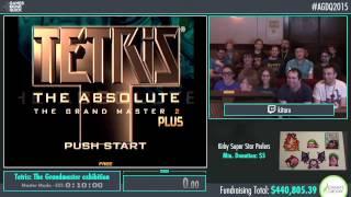 Awesome Games Done Quick 2015 - Part 99 - Tetris The Grandmaster exhibition by Qlex and friends