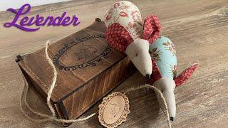 PDF Instructions for lavender mouse with wooden box and tag. Make someone happy with a gift.