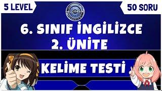 6. Sınıf İngilizce 2. Ünite Kelime Quizi