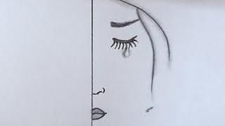 ‍️DRAWING TRICK‍️HOW TO DRAW A CRYING GIRLEASY DRAWING#pencildrawing   @TamilNewArt