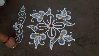 simple beautiful rangoli design 3*1dots small beautiful kolam daily muggulu Anusworld