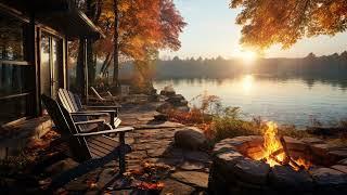 Sitting By The Lake with A Cozy Campfire and The Sound of Lake helps Relaxation