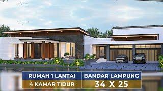 DESAIN RUMAH MEWAH 1 LANTAI DENGAN KOLAM RENANG DI BANDAR LAMPUNG ADA AREA BERMAIN - JASA DESAIN