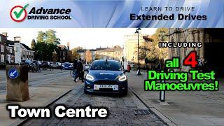 Driving In A Town Centre - inc. all 4 Driving Test Manoeuvres    Extended Drives