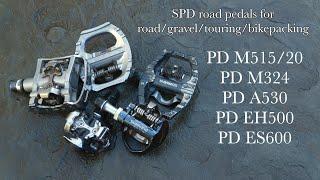 Shimano SPD pedals compared for road gravel touring & bikepacking