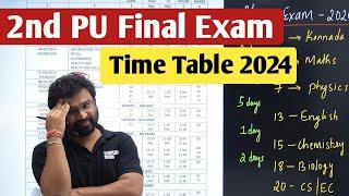 2nd PUC Exam Final Time Table 2024  2nd PUC Timetable 2024