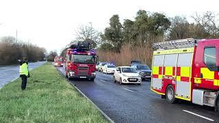 Surrey Fire & Rescue Service Leatherhead’s WRT and ALP at a fire in Crawley.