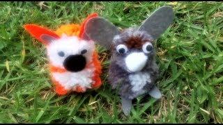 DIY Pom Pom Animals Craft Kit - Fox and Rabbit Pompom toys