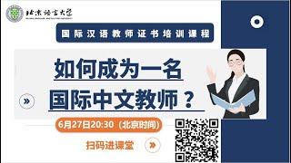 BLCU online webinar recording-北京语言大学国际汉语教师培训课程讲座——如何成为一名国际中文教师