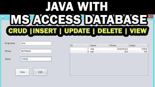 Java Connect to MS Access Crud Insert  Update  Delete  View