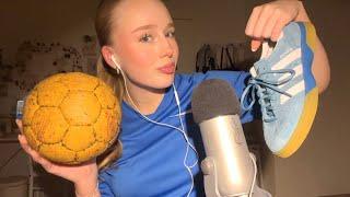 ASMR with handball equipment ‍️ ‧͙⁺˚* close whispers sticky ball and shoe tapping