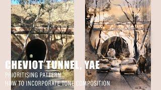 Watercolor Painting Arranging Patern VS Shapes Cheviot Tunnel Creative Watercolor Demo