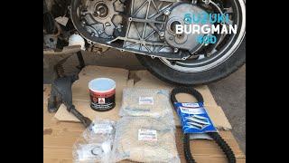 Suzuki burgman 400 remplacement de poulie variateur  et courroie  OEM Suzuki parts 