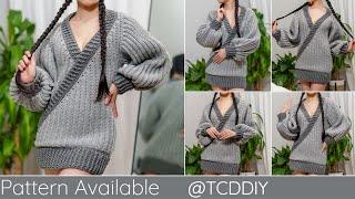 How to Crochet a Wrap Sweater Dress  Pattern & Tutorial DIY