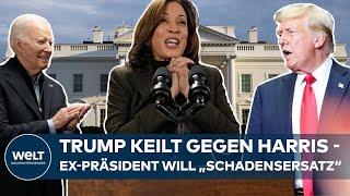 JOE BIDEN GIBT AUF Donald Trump tobt und bezichtigt Demokraten und Kamala Harris des Betrugs