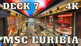 MSC  EURIBIA - Walking the whole Deck 7 - Ship tour - 4K