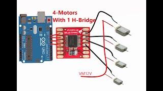 Control 4 Motors with one H Bridge driver IC  Steuern Sie 4 Motoren mit einem H-Brücken-Treiber-IC