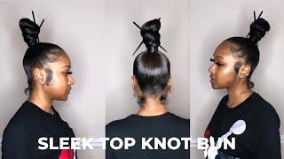 HOW TO TOP KNOT BUN USING BRAIDING HAIR