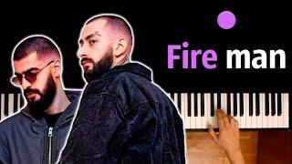 Miyagi & Эндшпиль - Fire Man ● караоке  PIANO_KARAOKE ● ᴴᴰ + НОТЫ & MIDI