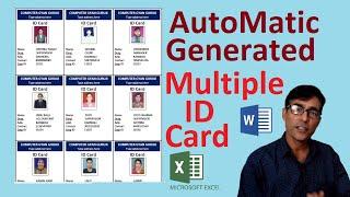 Automatic ID card creation in MS word using ms excel help in hindi  print on A4 page CC