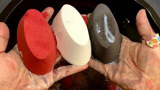 Asmr - crunchy and soft baking soda - black + red + white - red and blue - 3 videos