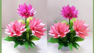 paper lotus flower How to make paper flower bouquetroom decoration ideaartificial paper flower