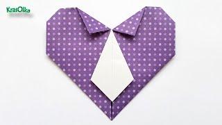 Origami Corazón con Corbata para el Día del Padre Heart shaped Shirt with Necktie Fathers Day Craft