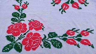  New Dusuti Rose Flower Table Cloth Design  गुलाब के फूल वाला दुसुती टेबल क्लॉथ डिजाइन  