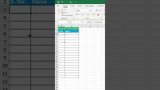 Generate serial number automatically in excel