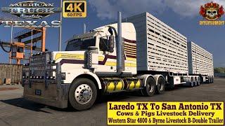 ATS 1.50 4K  Laredo TX To San Antonio TX  Western Star 4800 & KSW Byrne Livestock B-Double Trailer