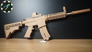 How to make M4 Rifle from Cardboard 100% can Shoots