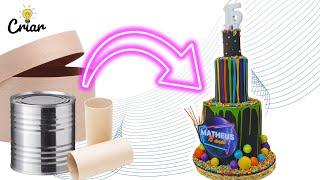 COMO FAZER DECORAÇÃO PARA FESTA COM RECICLÁVEIS  Diy  do lixo ao luxo  Faça você mesmo