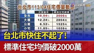 台北市快住不起了！ 標準住宅均價破2000萬