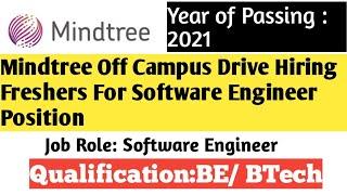 Mindtree Off Campus Drive 2021 Hiring Freshers For Software Engineer Position