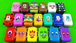 Numberblocks - Looking Alphablocks Cocomelon Slime Coloring in Suitcase Eggs Shapes ASMR Slime