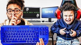 WIRELESS KEYBOARD PRANK HACK ON LITTLE BROTHER PLAYING FORTNITE BIGGEST RAGE ON YOUTUBE