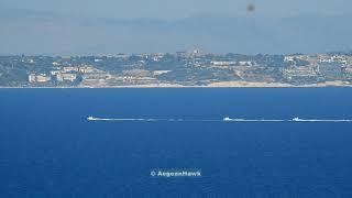 Turkish Coast Guard Ares 35 FPD class northbound Chios Strait in east Aegean Sea.