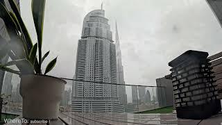 DUBAI 4K - Relaxing rainy video with Burj Khalifa view - ASMR - 2 hours