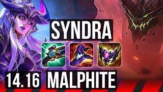 SYNDRA vs MALPHITE TOP  Rank 3 Syndra 8 solo kills Rank 28  TR Challenger  14.16