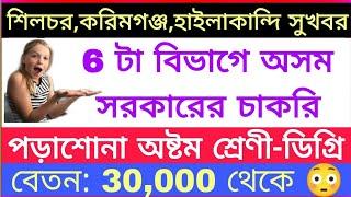 আজ অন্তিম তারিখবরাকবাসী অসম সরকারের চাকরির খবর  6 টা বিভাগে অসম সরকারের চাকরি  Assam Govt Job