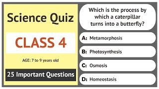 Science Quiz for Class 4  25 Important Questions  Age 7 to 9 Years Old  GK Quiz  Grade 4