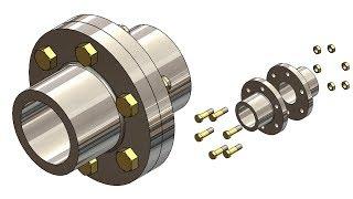  SOLIDWORKS TUTORIAL #33  Design of Flange coupling assembly in solidworks.