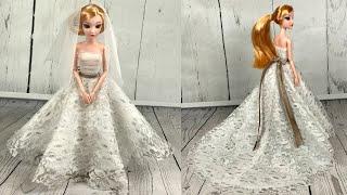 DIY Barbie Wedding Dress No Sew  DIY Barbie Dress No Sew  DIY Barbie Hack  DIY Barbie Craft