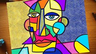 Cubism Picasso inspired portrait  Cubism art lesson for kids  How to draw Cubism face drawing